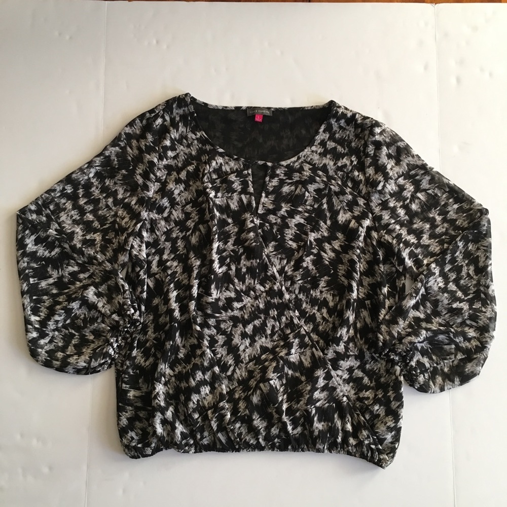 Vince Camuto Large Blouse Printed Faux Wrap Top